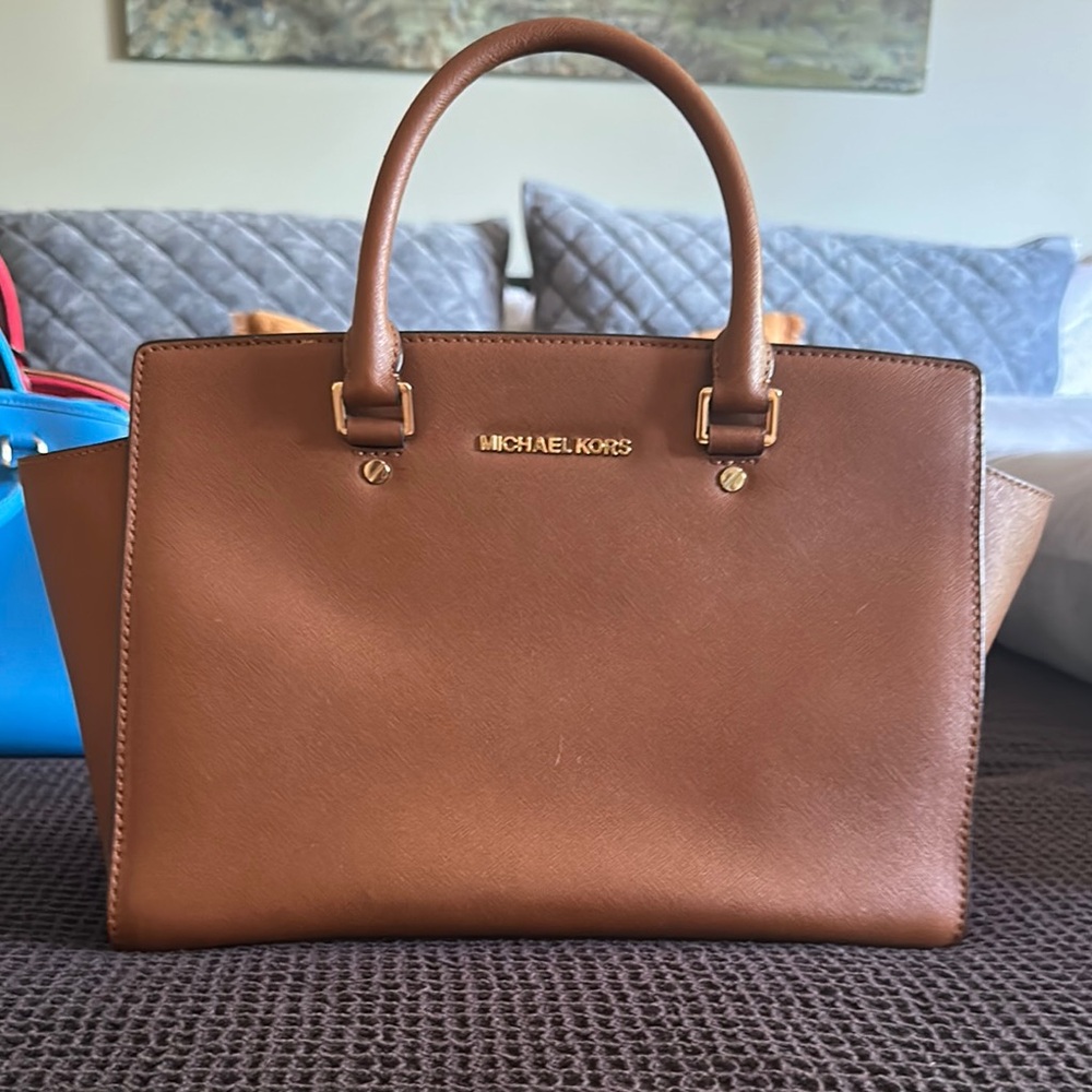 Michael Kors Brown Satchel with Gold Hardware